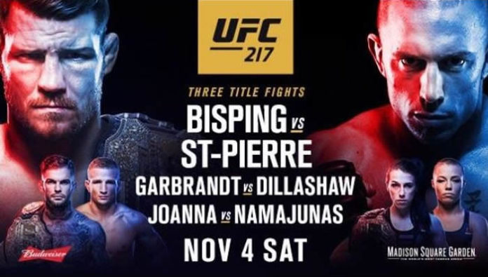 UFC 217: Bisping vs. St Pierre - Matchkort & tider