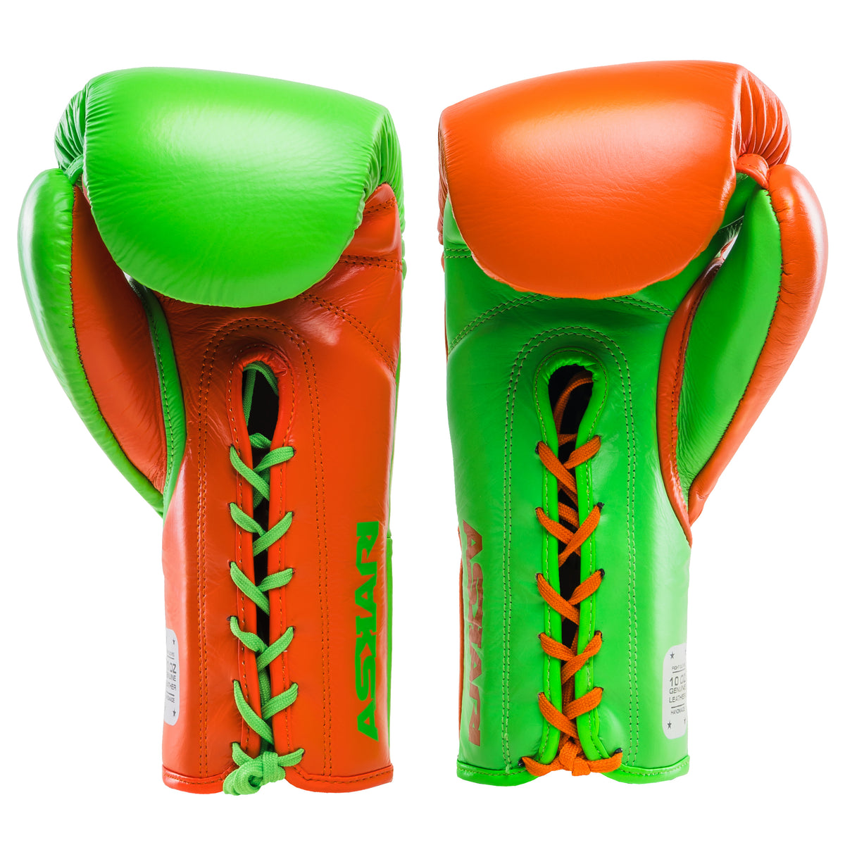 Lace Up Boxing Gloves – Fluorescent Orange & Green