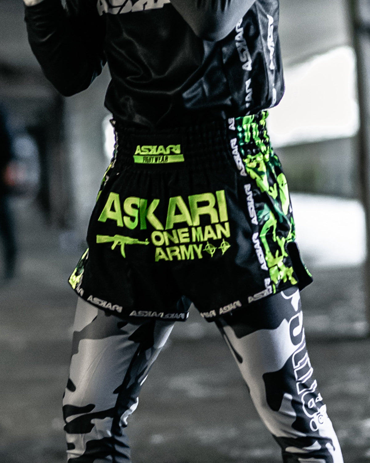 Military Green Camo Print Muay Thai Boxing Shorts main image 1
